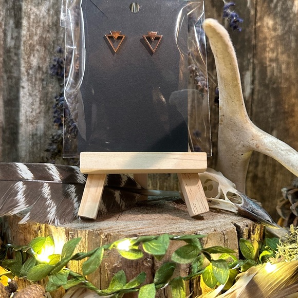 2/$15 rose gold coloured triangular shaped stud earrings - Picture 2 of 3